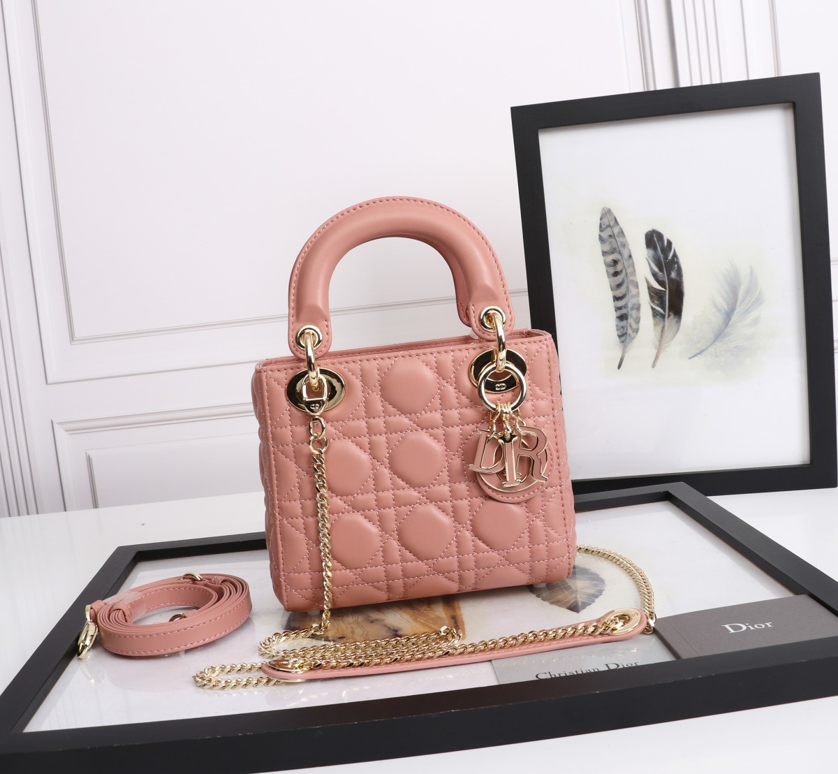 Mini Lady Dior Bag Pink Cannage Lambskin